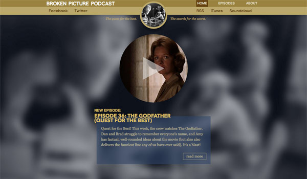 Screenshot of the website for the Broken Picture Podcast.